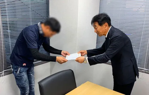 大阪を中心に活動をされる協力会社O様の授賞式